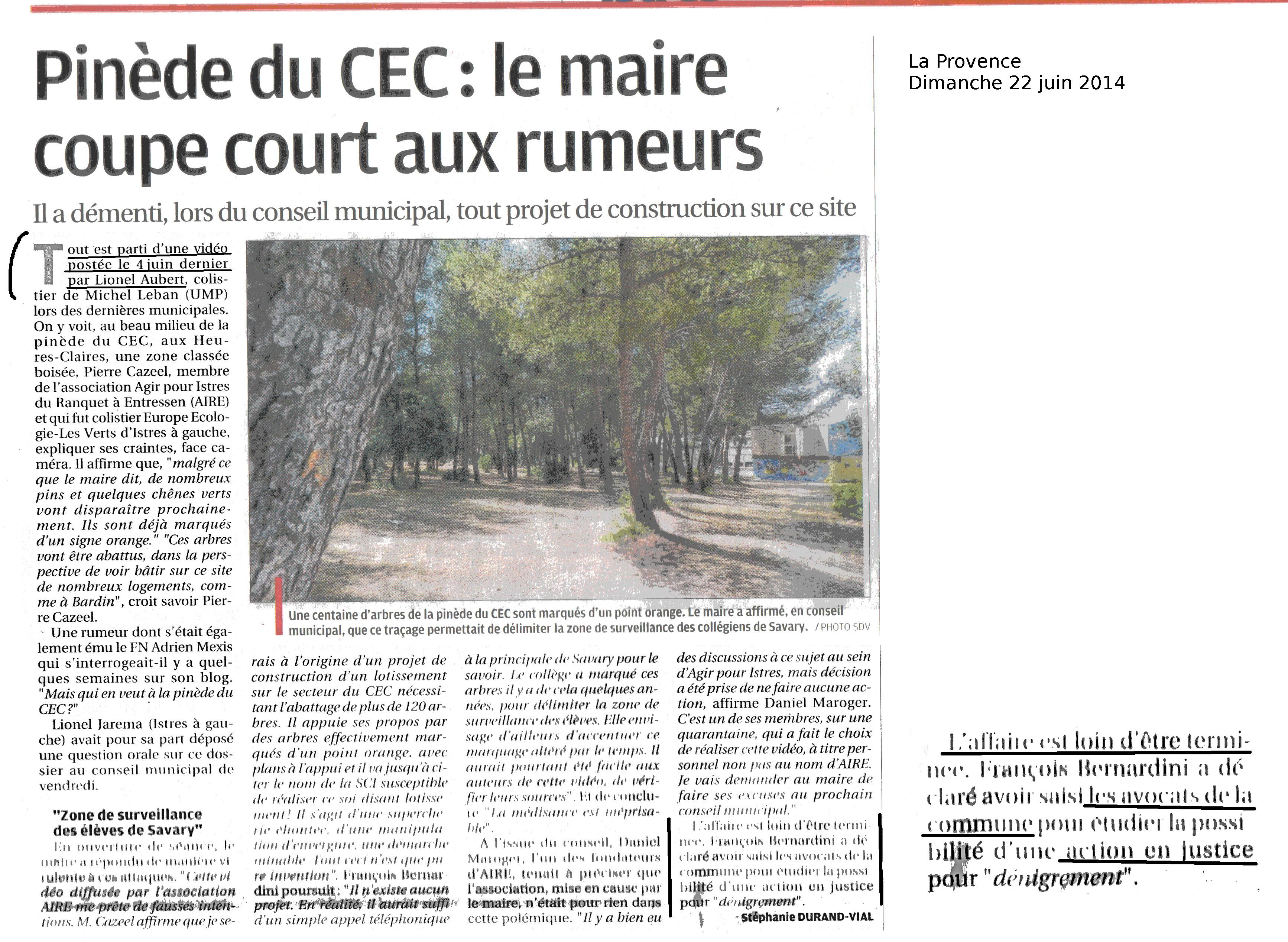 Article de La Provence du 22 juin 2014